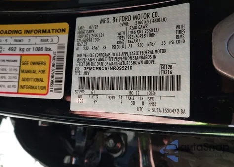 2022 Ford Bronco Sport Outer Banks из США, поврежденный, VIN 3FMCR9C67NRD95210